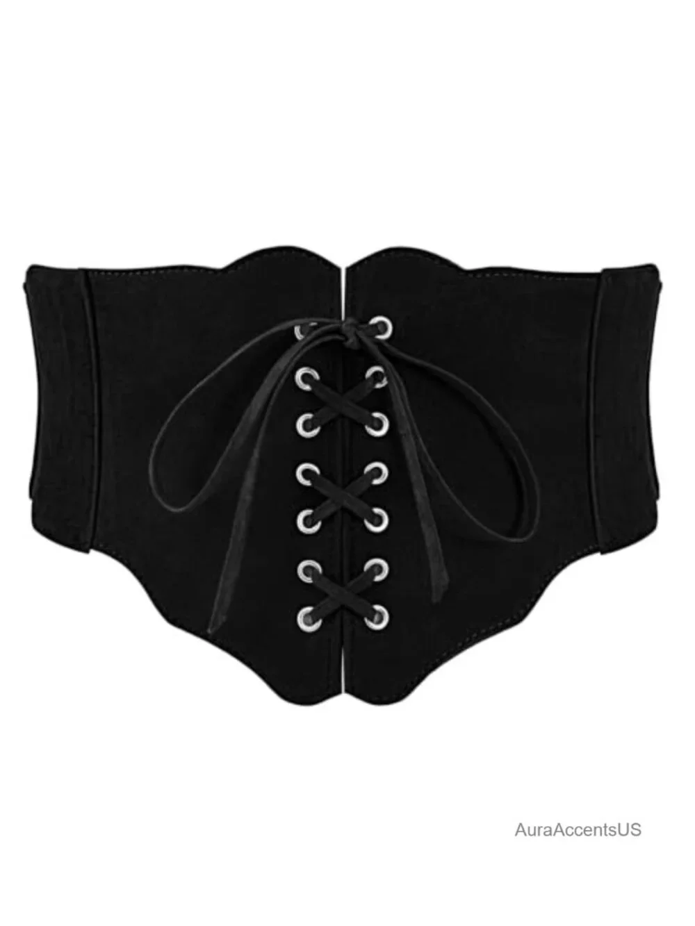 Suede Corset Belt Wide Waist Cincher Lace-up Vintage Shapewear